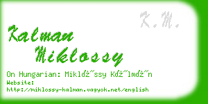 kalman miklossy business card